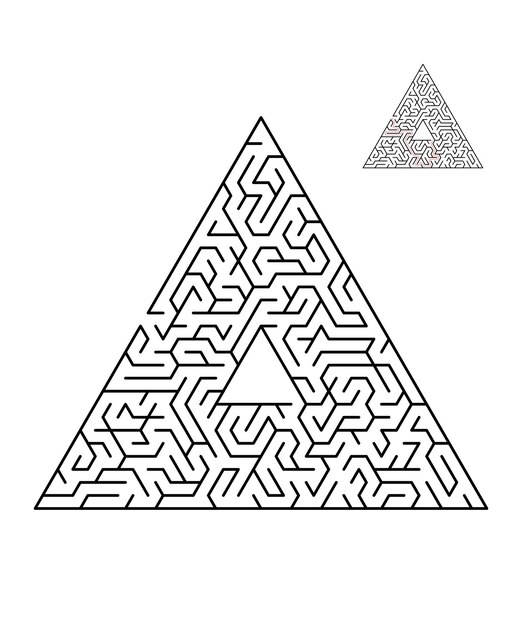 Black Triangular vector mazes Black labyrinths Vector maze icon Labyrinth symbol Triangular puzzle