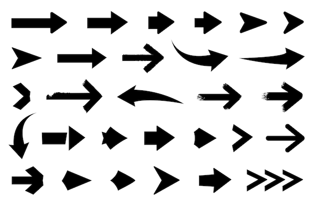 Black vector arrows icons set