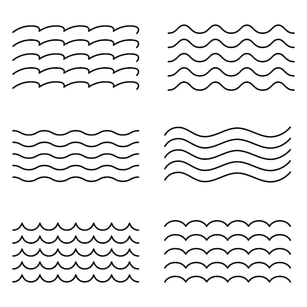 Black Wave Lines Set