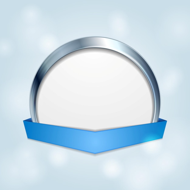 blank circle frame with blue ribbon vector background design
