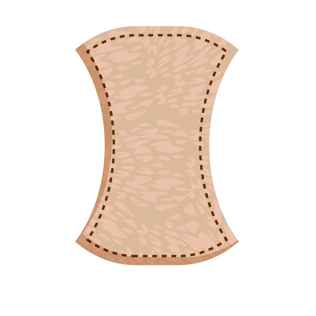 Blank retro leather label with stitched border showing worn surface