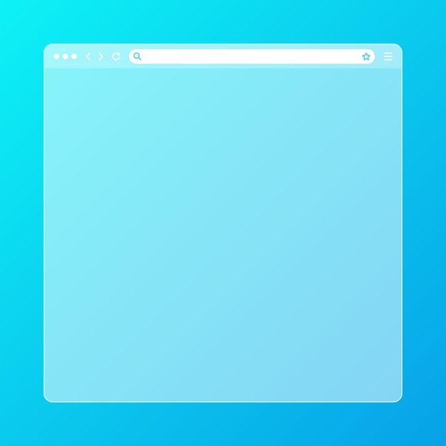 Blank transparent web browser window with toolbar and search field on colorful background Modern website internet page Browser mockup for computer tablet and smartphone Vector illustration