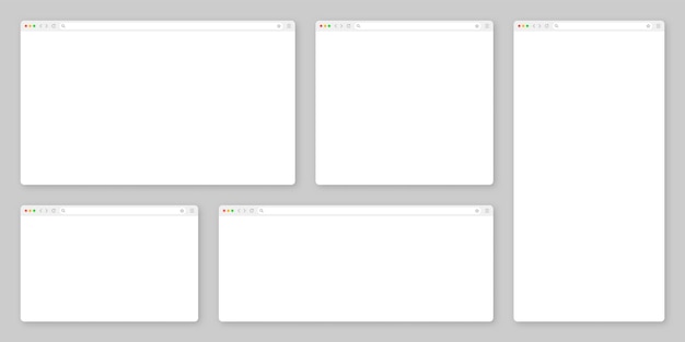Blank web browser window with toolbar and search field Modern website internet page in flat style Browser mockup for computer tablet and smartphone Vector illustration