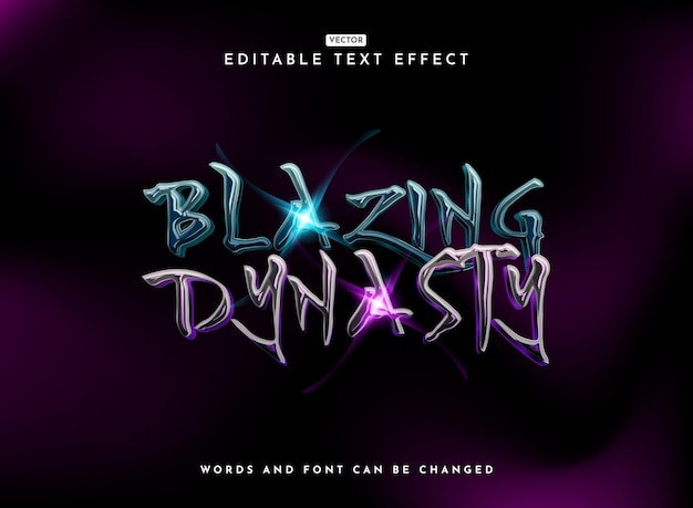 blazing dynasty 3d modern rpg fantasy medieval game logo text effect with blue violet sparkle