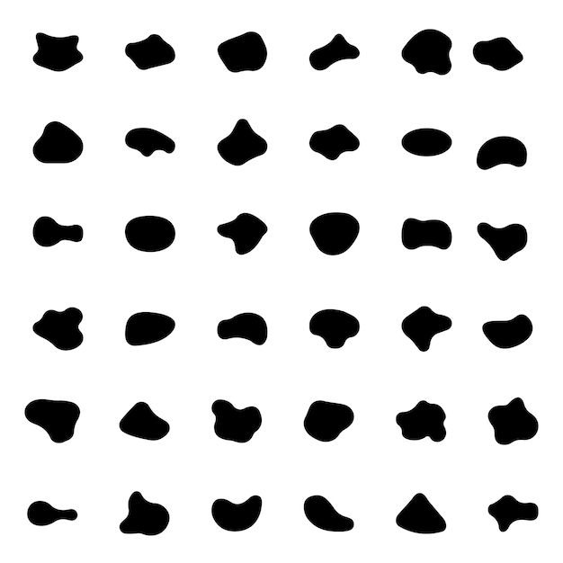 Blob shape organic set Fluid black blob shape vector for abstract designIrregular random minimal b