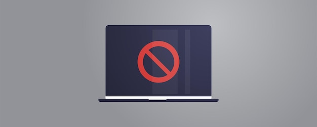 Block and forbidden sign flat vector illustration