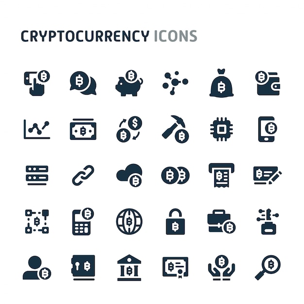 Blockchain & Cryptocurrency Icon Set. Fillio Black Icon Series.