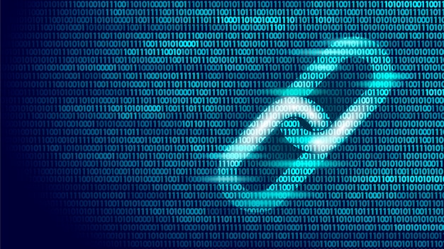 Blockchain-hyperlinkkisymboli binäärikoodin numerossa big data -virta