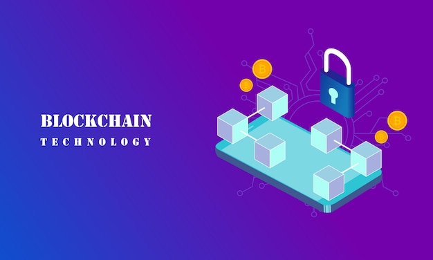 Blockchain infographic concept, business technology illustration