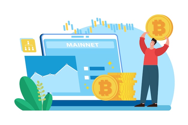 Blockchain Mainnet Illustration concept on white background