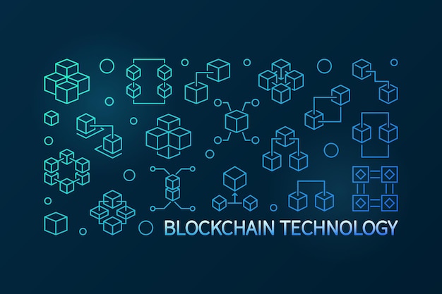 Blockchain technology blue modern round vector illustration
