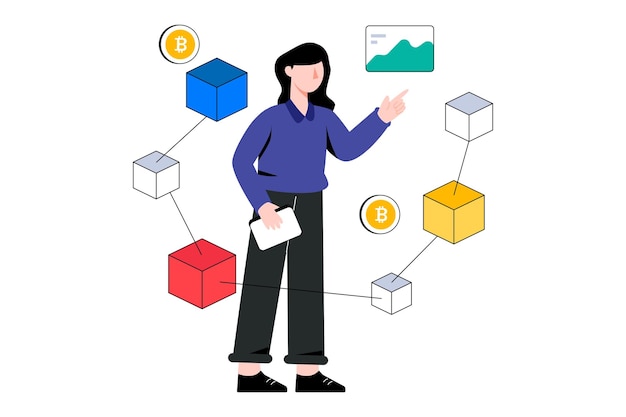 Blockchain Technology flat style design vector illustration. stock illustration