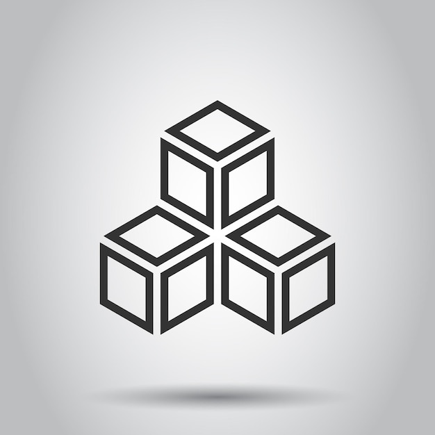 Blockchain technology vector icon in flat style Cryptography cube block illustration Blockchain algorithm concept