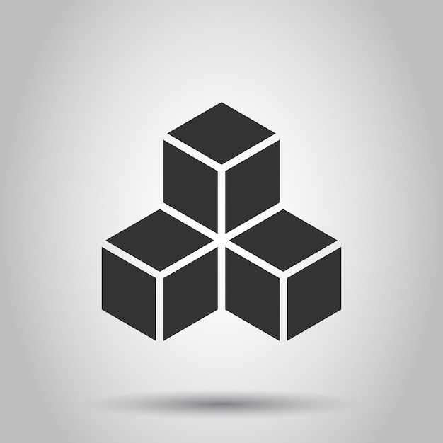 Blockchain technology vector icon in flat style Cryptography cube block illustration Blockchain algorithm concept