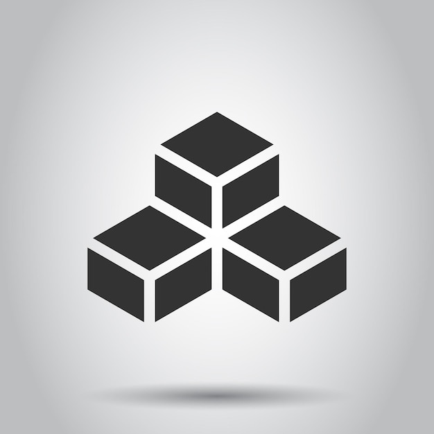 Blockchain technology vector icon in flat style Cryptography cube block illustration Blockchain algorithm concept