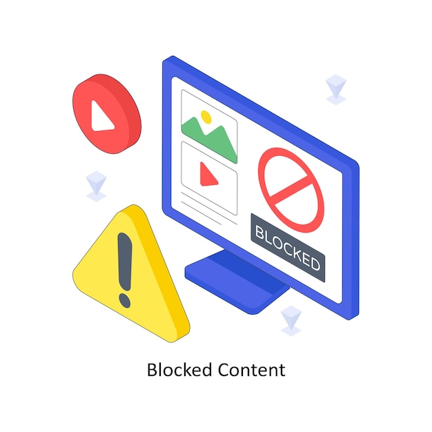 Blocked Content isometric Colored illustration EPS File stock illustration