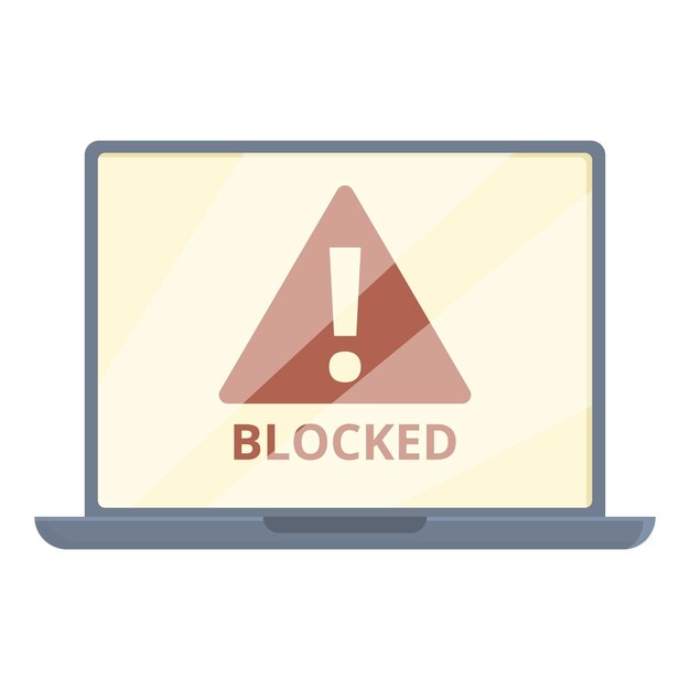 Blocked laptop icon cartoon vector Fraud attack Online scam
