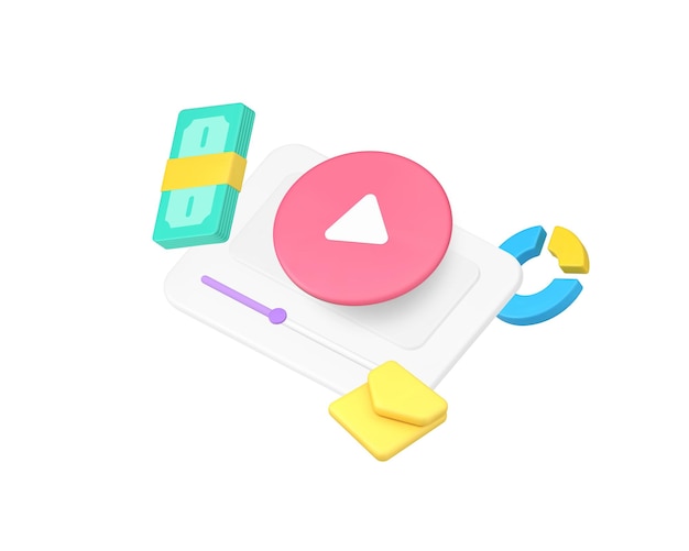 blog vlog making money via internet video content advertising 3d icon realistic vector illustration