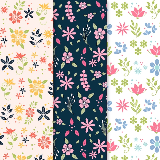 Blooming colourful flowers flat design spring pattern