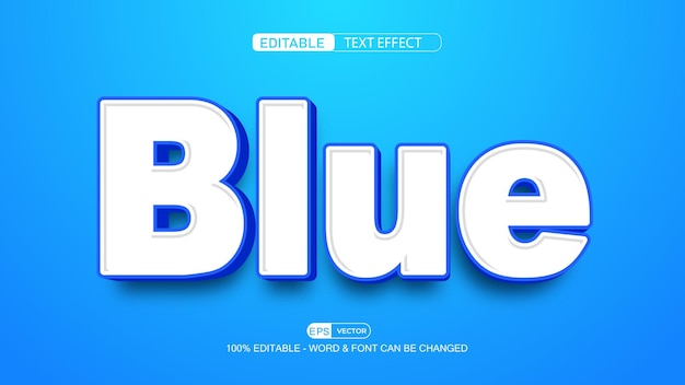 Blue 3d editable text effect vector EPS with cute background