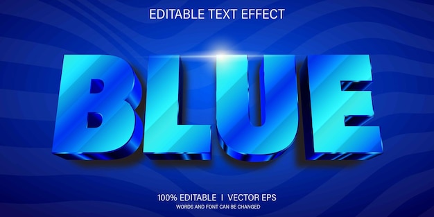 blue 3d vector text effect with modern style design