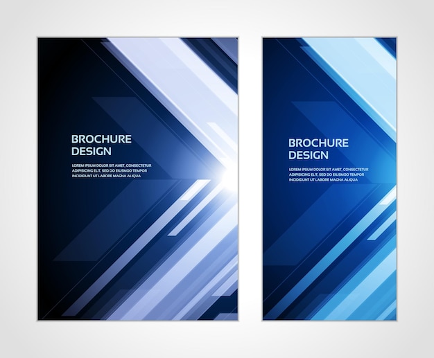 Blue abstract techno angle speed geometric flow glowing explosion brochure template design vector