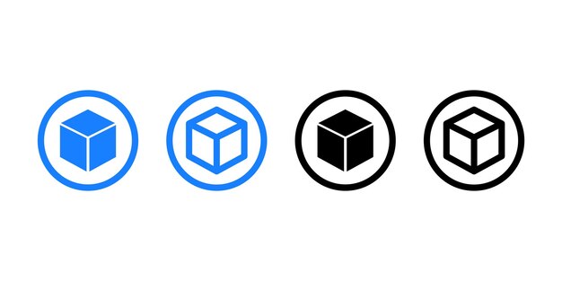 Blue and black set of cubes illustration 3d box perspective sign Cube vector icon
