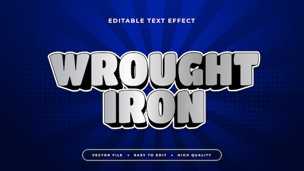Blue and gray grey wrought iron 3d editable text effect font style