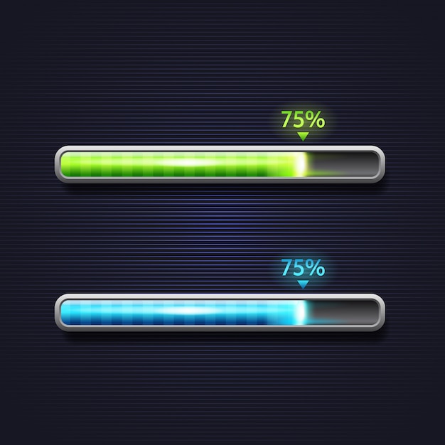 Blue and green progress bar, loading, template for app interface