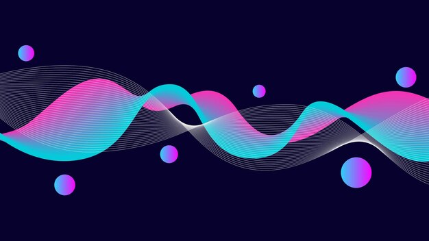 Blue and pink gradient wave with circle background