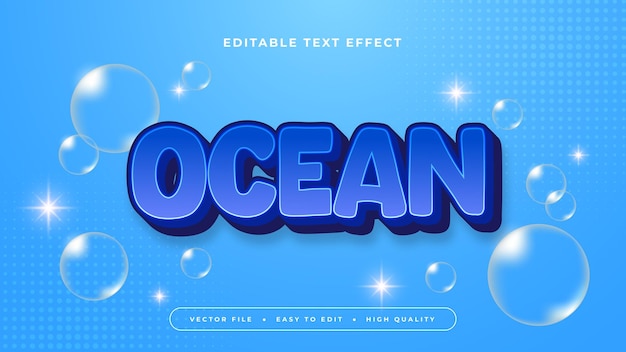 Blue and white ocean 3d editable text effect font style