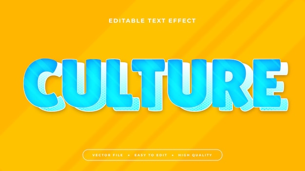 Blue and yellow culture 3d editable text effect font style