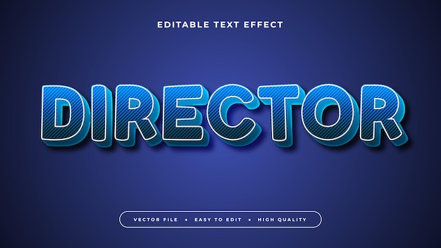 Blue black white director 3d editable text effect font style