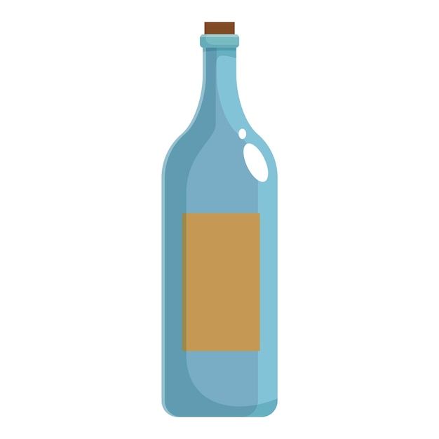 Blue bottle with blank label standing on white background