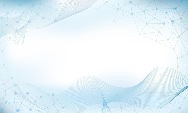 Blue color background with molecules and abstract lines