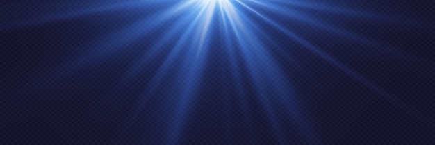 Blue flash of star and light glare of luminous rays