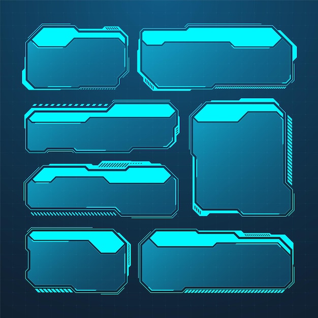 blue futuristic hud or ui elements scifi user interface text boxes callouts warning message frames