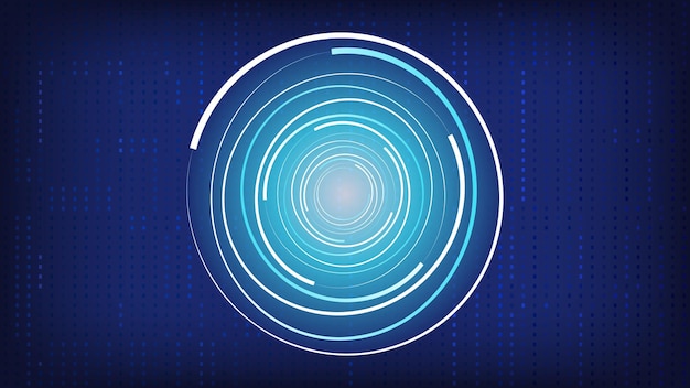 Blue futuristic technology background with spiral concentric circles