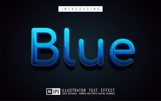 Blue Glossy text effect, Editable 3d text style
