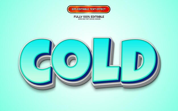 blue ice cold 3d template text effect editable vector design