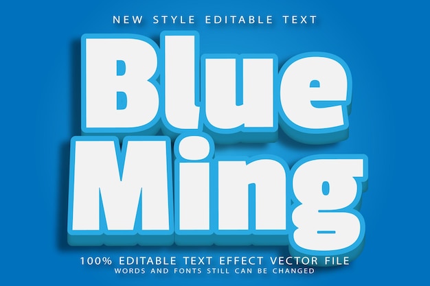 blue ming editable text effect emboss modern style