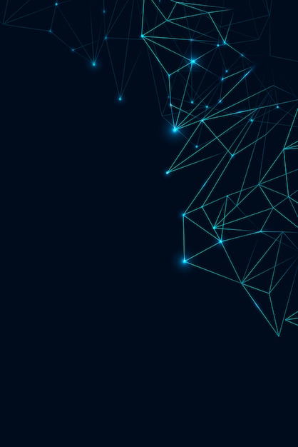 blue polygon on dark background social template vector