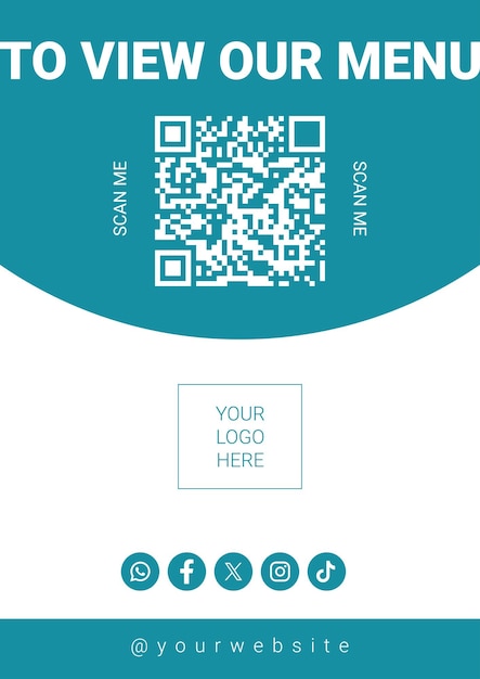 blue qr code menu sign digital access display for restaurants and cafs