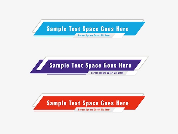 blue red and black geometric lower third banner template design premium vector
