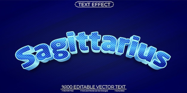 Blue Sagittarius Editable and Scalable Vector Text Effect