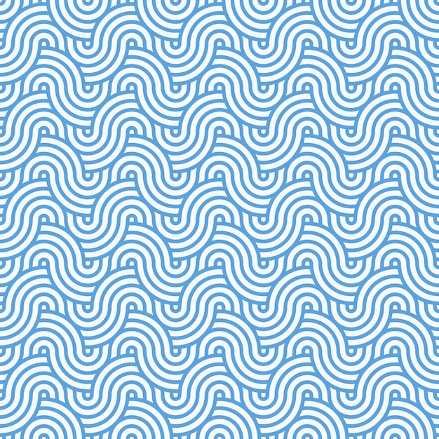 Blue seamless abstract geometric japanese circles lines and waves pattern