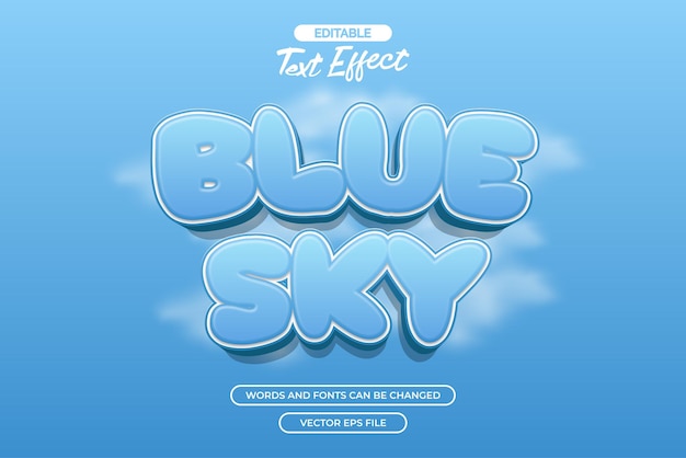 blue sky editable text effect with cloud background