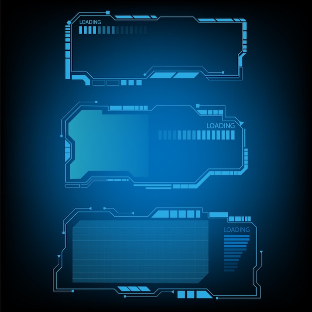 blue square frame vector technology futuristic hud loading outline, modern geometric sha