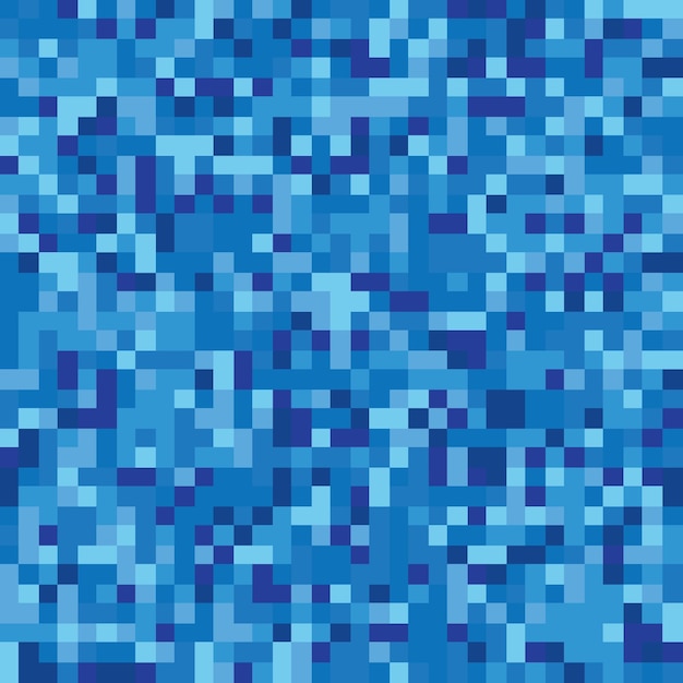 Blue Tones Pixel Mosaic Seamless Pattern Pixelart