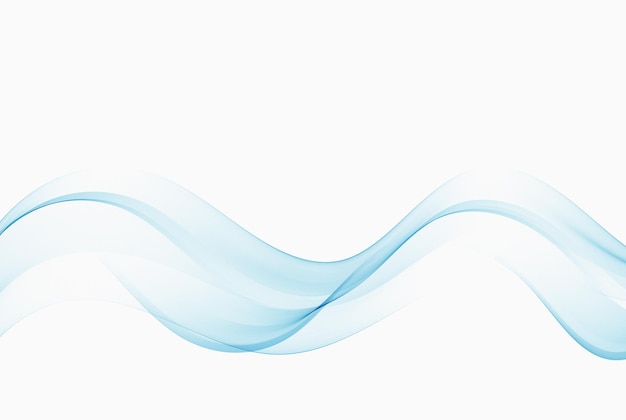 Blue wavy lines abstract wave design element Smoky flow of blue wave